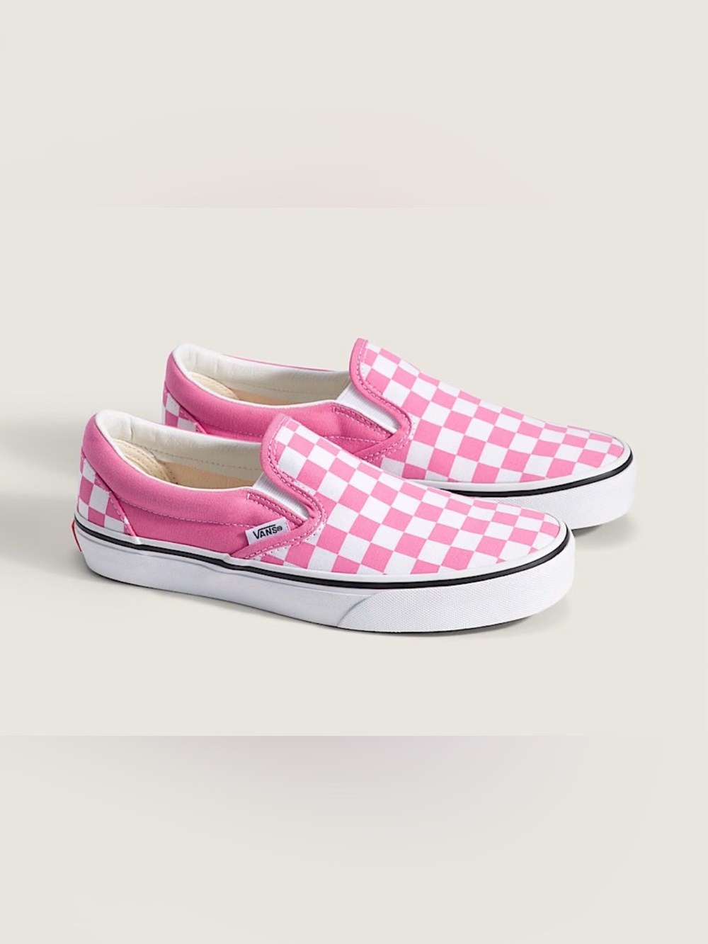 Vans Pink & White Checkerboard Slip-On Sneakers